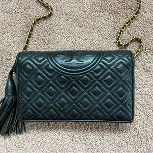 Tory Burch Crossbody Chain Wallet Black